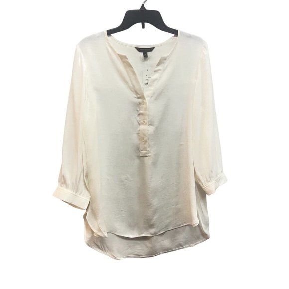 Banana Republic Women's BEIGES  100% Silk Mock Neck Long Sleeve Blouse Size XS - Picture 4 of 16